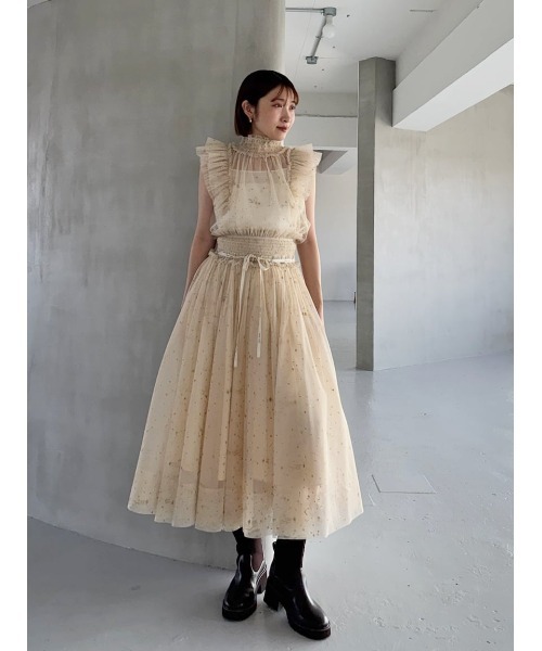 Chacott（チャコット）の「【Chacott】チュールブラウス（シャツ/ブラウス・レディース・アイボリー/ネイビー/ベージュ・0/1）」の4枚目の写真