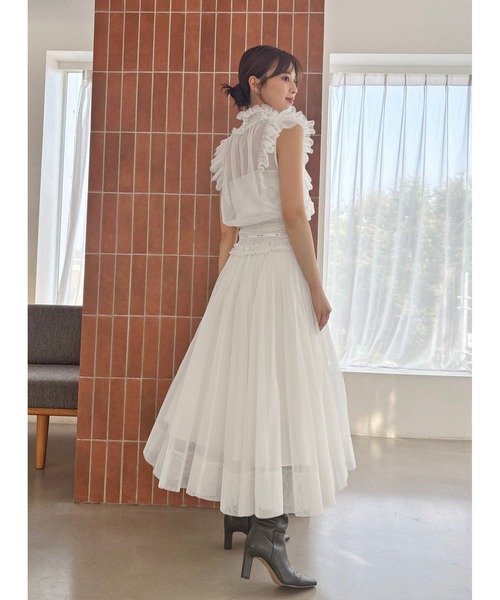 Chacott（チャコット）の「【Chacott】チュールブラウス（シャツ/ブラウス・レディース・アイボリー/ネイビー/ベージュ・0/1）」の9枚目の写真