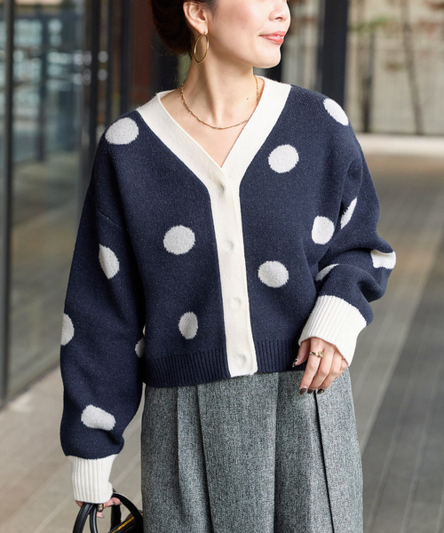 セール】ドットショートカーディガン（カーディガン/ボレロ）｜B.C