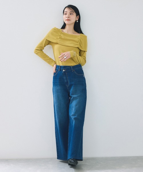VIS(ビス)の「テレコオフショルダーロングスリーブプルオーバー(Tシャツ/カットソー・レディース・ブラック/ダークブラウン/オフホワイト/マスタード・FREE)」の9枚目の写真