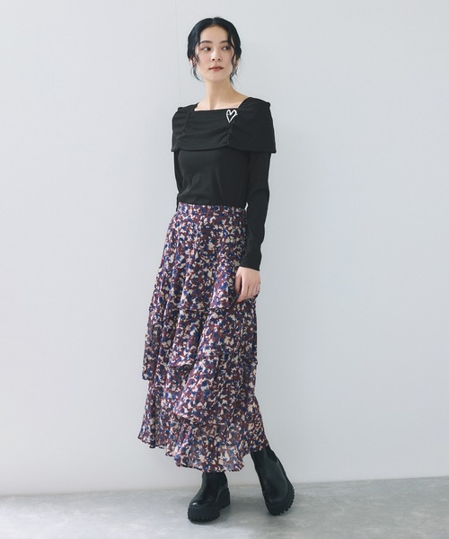 VIS(ビス)の「テレコオフショルダーロングスリーブプルオーバー(Tシャツ/カットソー・レディース・ブラック/ダークブラウン/オフホワイト/マスタード・FREE)」の16枚目の写真