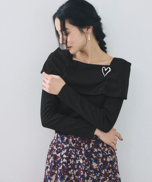 VIS(ビス)の「テレコオフショルダーロングスリーブプルオーバー(Tシャツ/カットソー・レディース・ブラック/ダークブラウン/オフホワイト/マスタード・FREE)」の18枚目の写真
