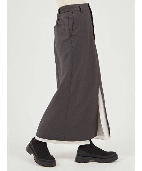 emmi（エミ）の「レイヤードIラインスカート（スカート・レディース・ブラウン/グレー・0/1）」の6枚目の写真