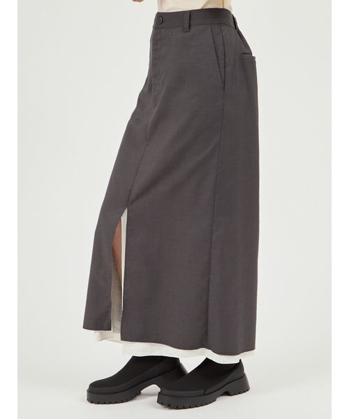 emmi（エミ）の「レイヤードIラインスカート（スカート・レディース・ブラウン/グレー・0/1）」の11枚目の写真