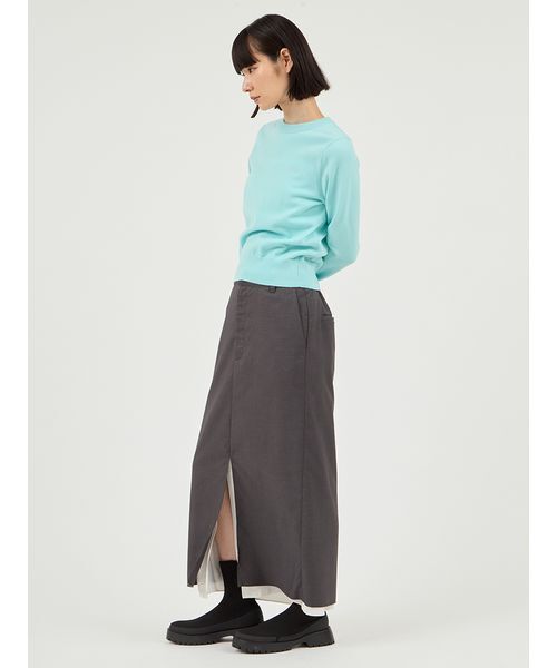 emmi（エミ）の「レイヤードIラインスカート（スカート・レディース・ブラウン/グレー・0/1）」の14枚目の写真