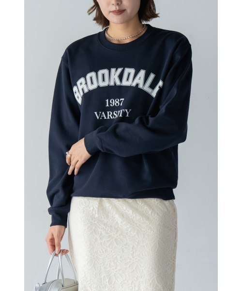 M.deux（エムドゥ）の「●ワイドロゴオーバースウェット●（Tシャツ/カットソー・レディース・ベージュ/ネイビー・MEDIUM）」の2枚目の写真