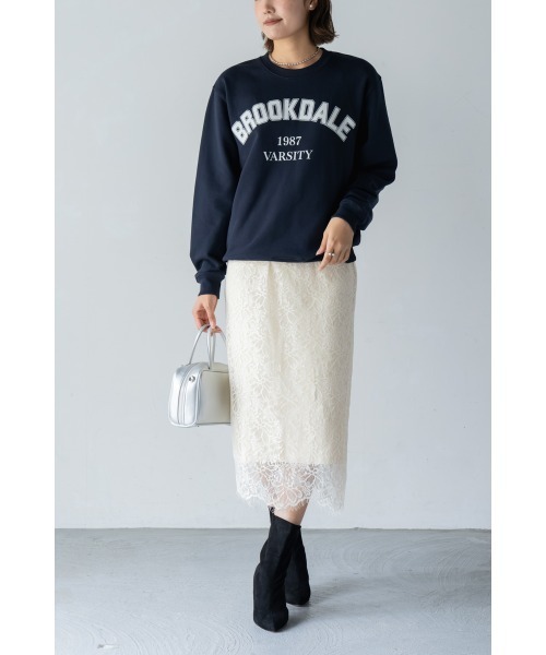 M.deux（エムドゥ）の「●ワイドロゴオーバースウェット●（Tシャツ/カットソー・レディース・ベージュ/ネイビー・MEDIUM）」の3枚目の写真