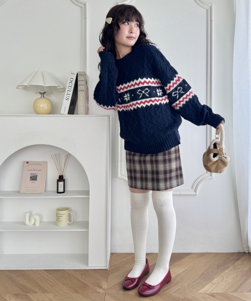 セール】ノルディックリボンジャガードニットプルオーバー（ニット
