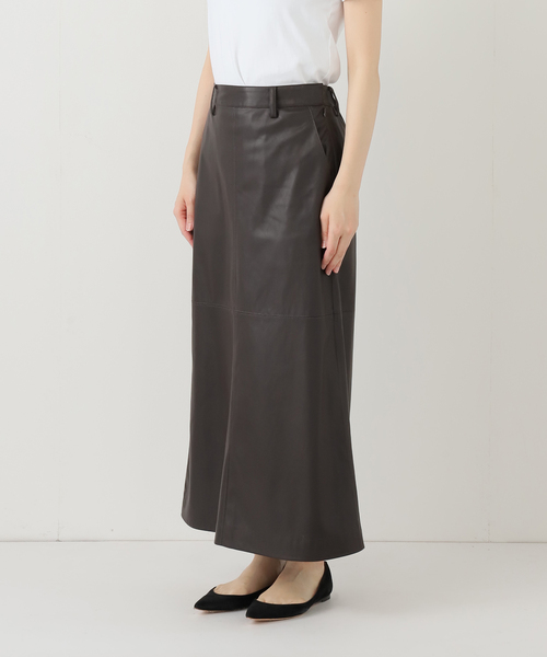 セール】《追加》フェイクレザーフレアスカート（スカート）｜SLOBE