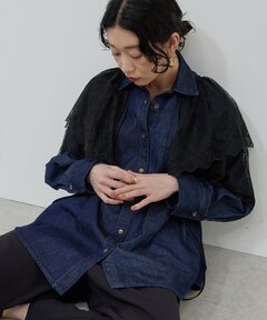 美品¥49,500♡Rene ベロアリボンカーディガン(黒) セール】《Delfy》肩ベロアリボンニットカーディガン