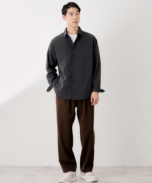 THE SHOP TK （ザ ショップ ティーケー ）の「シアサッカー長袖シャツ　【軽量/吸水速乾／イージーケア／洗濯機OK】（シャツ/ブラウス・メンズ・ブラウン系その他/ブルーグリーン・02/03/04）」の9枚目の写真