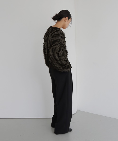 hellam(へラム)の「MIXフリンジショートカーディガン(カーディガン/ボレロ・レディース・チャコール/ブラックミックス/ブラック/アイボリー・FREE)」の22枚目の写真