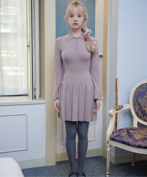 etre loin（エトルワン）の「Low waist pleated glitter knit dress（ワンピース・レディース・ブラック/グレー/モカ・M）」の20枚目の写真