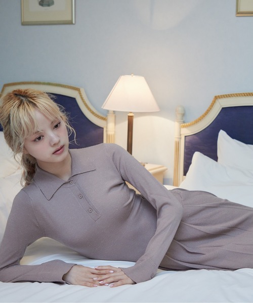 etre loin（エトルワン）の「Low waist pleated glitter knit dress（ワンピース・レディース・ブラック/グレー/モカ・M）」の16枚目の写真