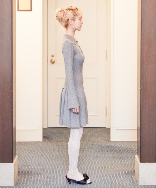 etre loin（エトルワン）の「Low waist pleated glitter knit dress（ワンピース・レディース・ブラック/グレー/モカ・M）」の14枚目の写真