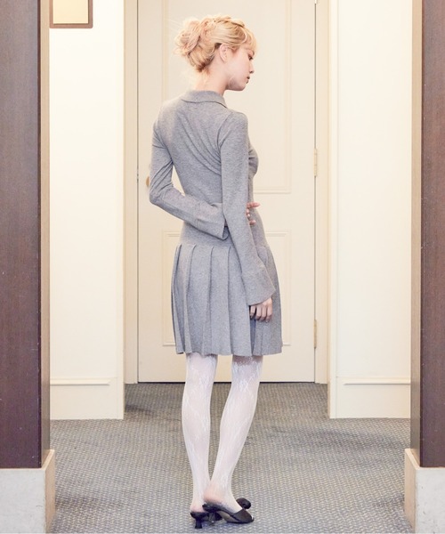 etre loin（エトルワン）の「Low waist pleated glitter knit dress（ワンピース・レディース・ブラック/グレー/モカ・M）」の9枚目の写真