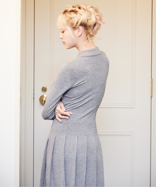 etre loin（エトルワン）の「Low waist pleated glitter knit dress（ワンピース・レディース・ブラック/グレー/モカ・M）」の11枚目の写真