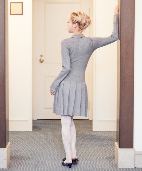 etre loin（エトルワン）の「Low waist pleated glitter knit dress（ワンピース・レディース・ブラック/グレー/モカ・M）」の10枚目の写真