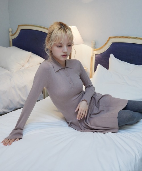 etre loin（エトルワン）の「Low waist pleated glitter knit dress（ワンピース・レディース・ブラック/グレー/モカ・M）」の17枚目の写真