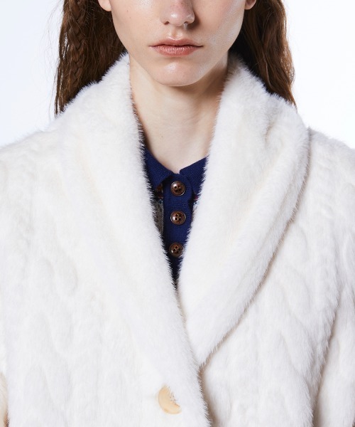 DOUBLE STANDARD CLOTHING(ダブルスタンダードクロージング)の「フェイクファーケーブルニット(ブルゾン・レディース・オフホワイト・FREE)」の7枚目の写真