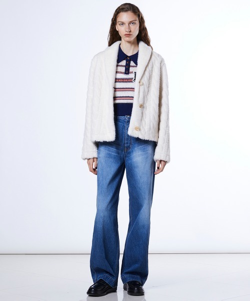 DOUBLE STANDARD CLOTHING(ダブルスタンダードクロージング)の「フェイクファーケーブルニット(ブルゾン・レディース・オフホワイト・FREE)」の13枚目の写真