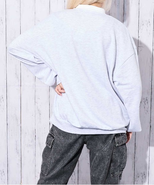 GORGE(ゴージ)の「《襟付き×ナンバリング》レディース 裏毛スウェット トレーナー ロングTシャツ風 ストリート 春秋冬(スウェット・レディース・オートミール/ネイビー/ブラック・F)」の9枚目の写真