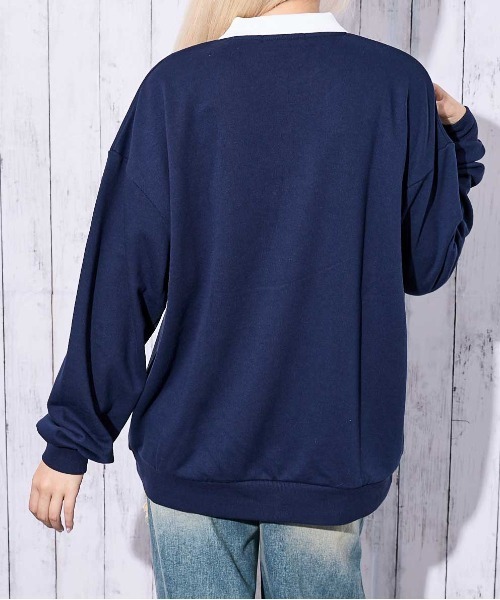 GORGE(ゴージ)の「《襟付き×ナンバリング》レディース 裏毛スウェット トレーナー ロングTシャツ風 ストリート 春秋冬(スウェット・レディース・オートミール/ネイビー/ブラック・F)」の12枚目の写真