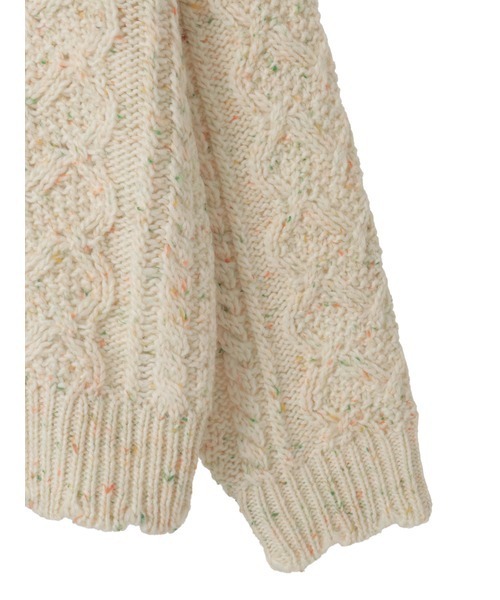 セール】バラモチーフ付き丸ヨークニットカーディガン（カーディガン