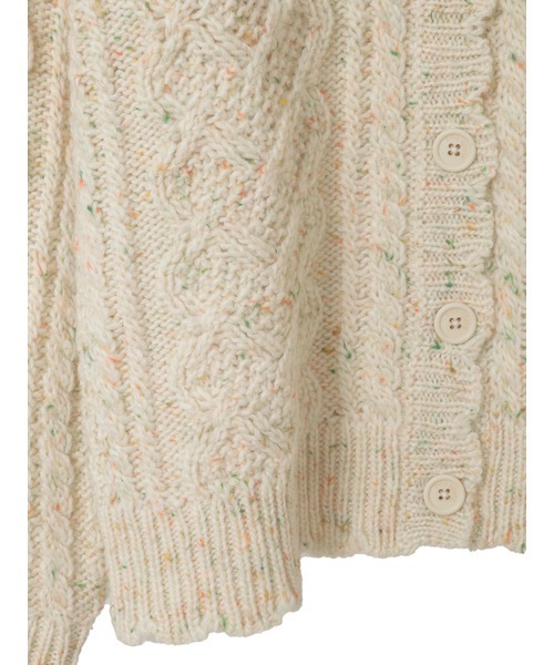 バラモチーフ付き丸ヨークニットカーディガン（カーディガン/ボレロ