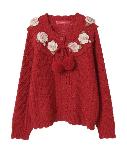 ピンクハウス　カーディガン　ニット　秋　冬　リボン　バラ　ローズ　2022 ピンクハウス カーディガン ニット 秋 冬 リボン バラ ローズ 2022