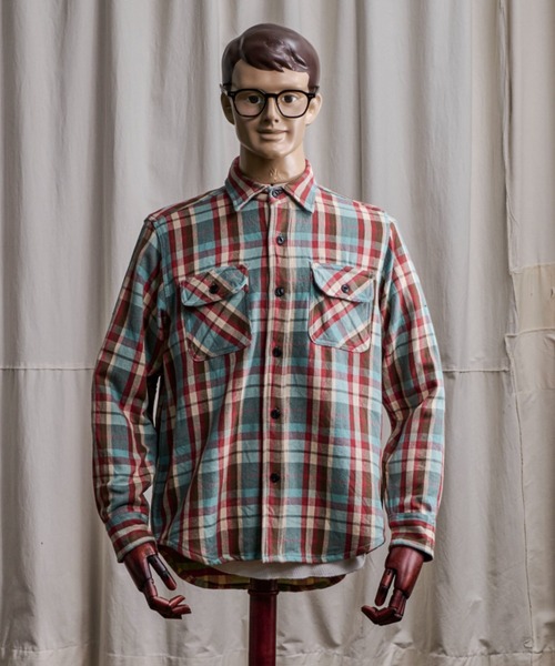 Coffee & Cigarettes(コーヒーアンドシガレッツ)の「10B5 Heavy Flannel One Wash Work Shirt(シャツ/ブラウス・メンズ・サックスブルー系/オレンジ系・XL/M/L)」の1枚目の写真