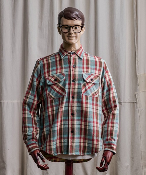 Coffee & Cigarettes(コーヒーアンドシガレッツ)の「10B5 Heavy Flannel One Wash Work Shirt(シャツ/ブラウス・メンズ・サックスブルー系/オレンジ系・XL/M/L)」の3枚目の写真