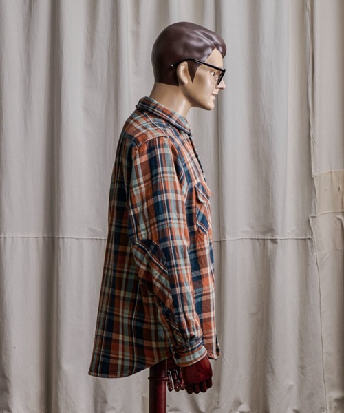 Coffee & Cigarettes(コーヒーアンドシガレッツ)の「10B5 Heavy Flannel One Wash Work Shirt(シャツ/ブラウス・メンズ・サックスブルー系/オレンジ系・XL/M/L)」の7枚目の写真