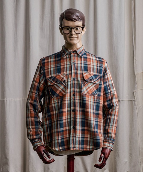 Coffee & Cigarettes(コーヒーアンドシガレッツ)の「10B5 Heavy Flannel One Wash Work Shirt(シャツ/ブラウス・メンズ・サックスブルー系/オレンジ系・XL/M/L)」の6枚目の写真
