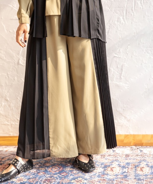 OSMOSIS（オズモーシス）の「サイドプリーツパンツ（その他パンツ・レディース・ライトカーキ/ブルー/ブラック・ONE SIZE）」の3枚目の写真
