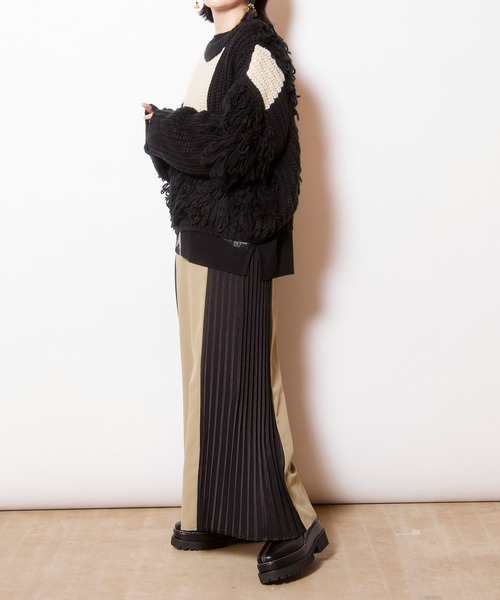 OSMOSIS（オズモーシス）の「サイドプリーツパンツ（その他パンツ・レディース・ライトカーキ/ブルー/ブラック・ONE SIZE）」の4枚目の写真