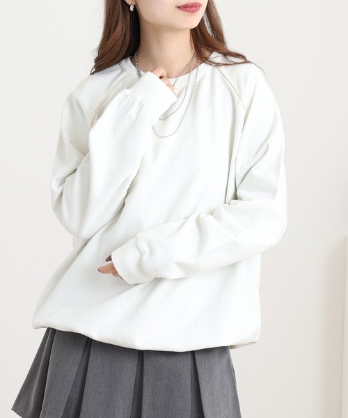 Arinomama(アリノママ)の「Arinomama 裏毛 パイピングラグラントレーナー(スウェット・レディース・ブラック/ホワイト系その他/ダークブラウン/杢グレー・FREE)」の18枚目の写真