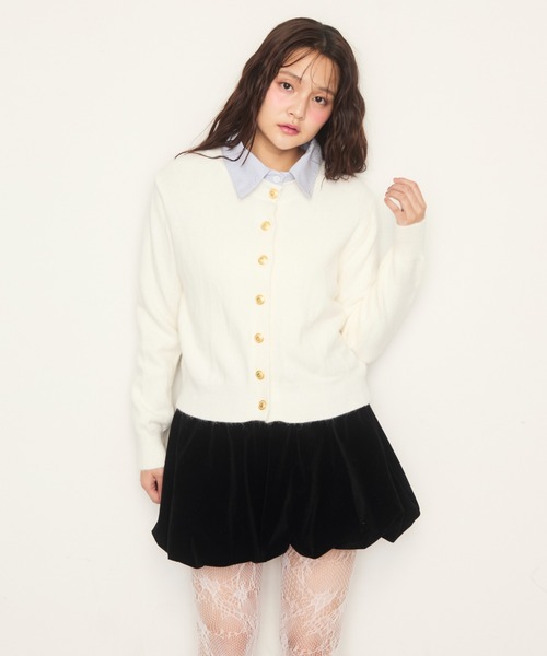 Nadana(ナダナ)の「シャツドッキングニットカーデ(カーディガン/ボレロ・レディース・グレー/ホワイト/ネイビー・FREE)」の13枚目の写真