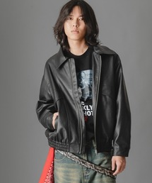 there is nothing（ゼアイズナッシング）の「ヴィンテージライク合成皮革オーバーサイズジップアップブルゾン（ブルゾン）」