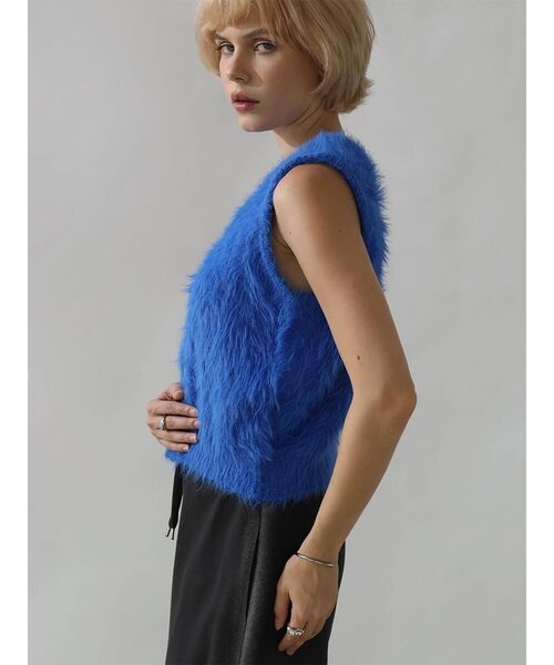 :ETHROF（イーサオブ）の「SHAGGY KNIT VEST（ニット/セーター・レディース・ブルー/ライトグレー/チャコール・MEDIUM）」の4枚目の写真