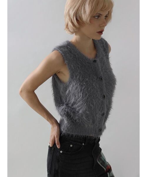 :ETHROF（イーサオブ）の「SHAGGY KNIT VEST（ニット/セーター・レディース・ブルー/ライトグレー/チャコール・MEDIUM）」の9枚目の写真