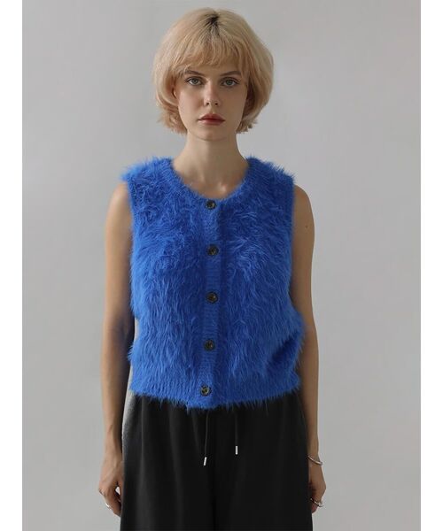 :ETHROF（イーサオブ）の「SHAGGY KNIT VEST（ニット/セーター・レディース・ブルー/ライトグレー/チャコール・MEDIUM）」の3枚目の写真