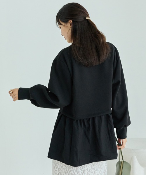 LAVEANGE(ラビアンジェ)の「メルトンタッチ異素材ドッキングプルオーバー(Tシャツ/カットソー・レディース・ブラウン/ブラック・M/5L/4L/3L/LL)」の19枚目の写真