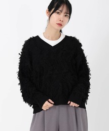 【新品タグ付】ストロベリーフィールズ 花柄ウールニット 黒 STRAWBERRY-FIELDS｜ストロベリーフィールズのニット/セーター