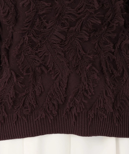 STRAWBERRY-FIELDS（ストロベリーフィールズ）の「ジオフリンジニット_ランダムフリンジVネックニット（ニット/セーター・レディース・ブラック/ブラウン・2）」の9枚目の写真