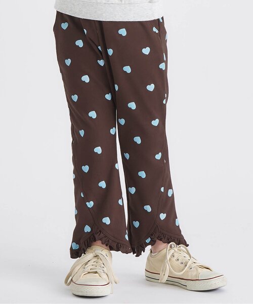 apres les cours（アプレレクール）の「【総柄】ハート・花柄 裾フリルきゅんパンツ_ジュニア対応（その他パンツ・キッズ・その他3/ブラウン/ブラック・80/90/100/110/120/130/140）」の2枚目の写真