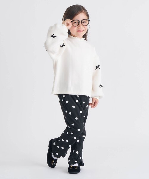 apres les cours（アプレレクール）の「【総柄】ハート・花柄 裾フリルきゅんパンツ_ジュニア対応（その他パンツ・キッズ・その他3/ブラウン/ブラック・80/90/100/110/120/130/140）」の4枚目の写真