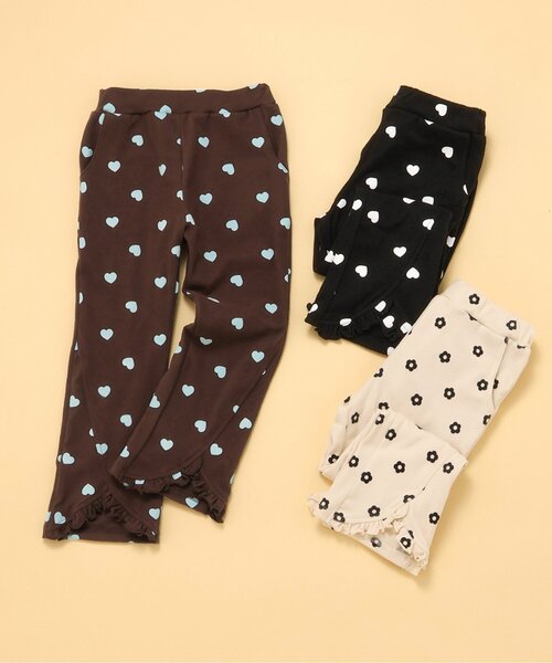 apres les cours（アプレレクール）の「【総柄】ハート・花柄 裾フリルきゅんパンツ_ジュニア対応（その他パンツ・キッズ・その他3/ブラウン/ブラック・80/90/100/110/120/130/140）」の12枚目の写真