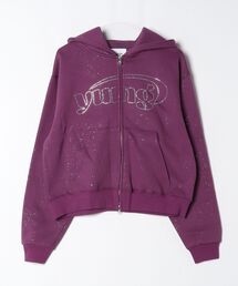 Universal logo rhinestone zip hoodie