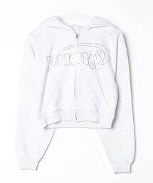 Universal logo rhinestone zip hoodie